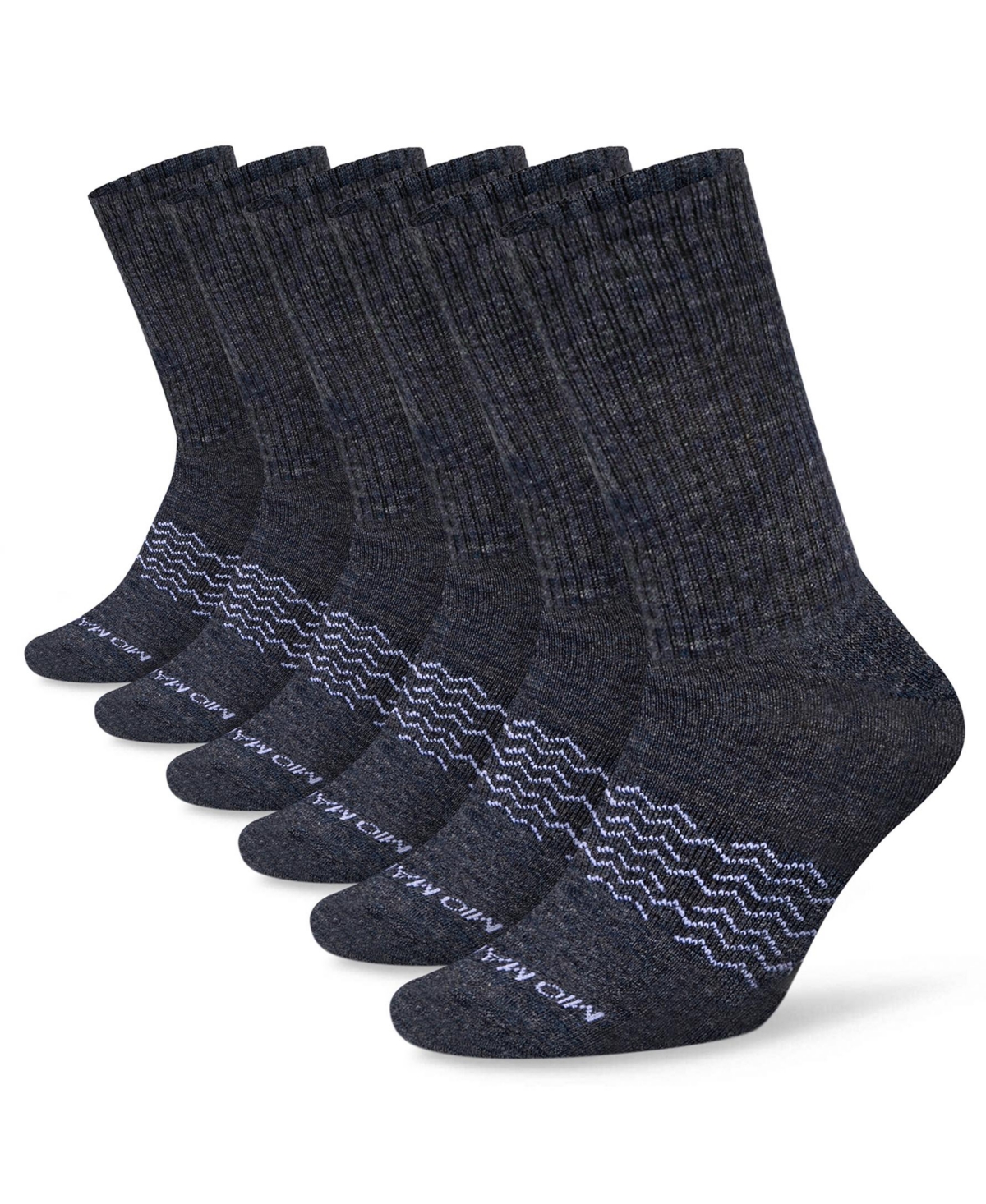 Men's Moisture Control Athletic Crew Socks 6 Pack - Black - space dye