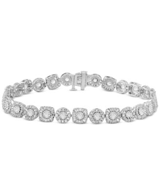 Macy's - Diamond Halo Link Bracelet (4 ct. t.w.) in 10k White Gold