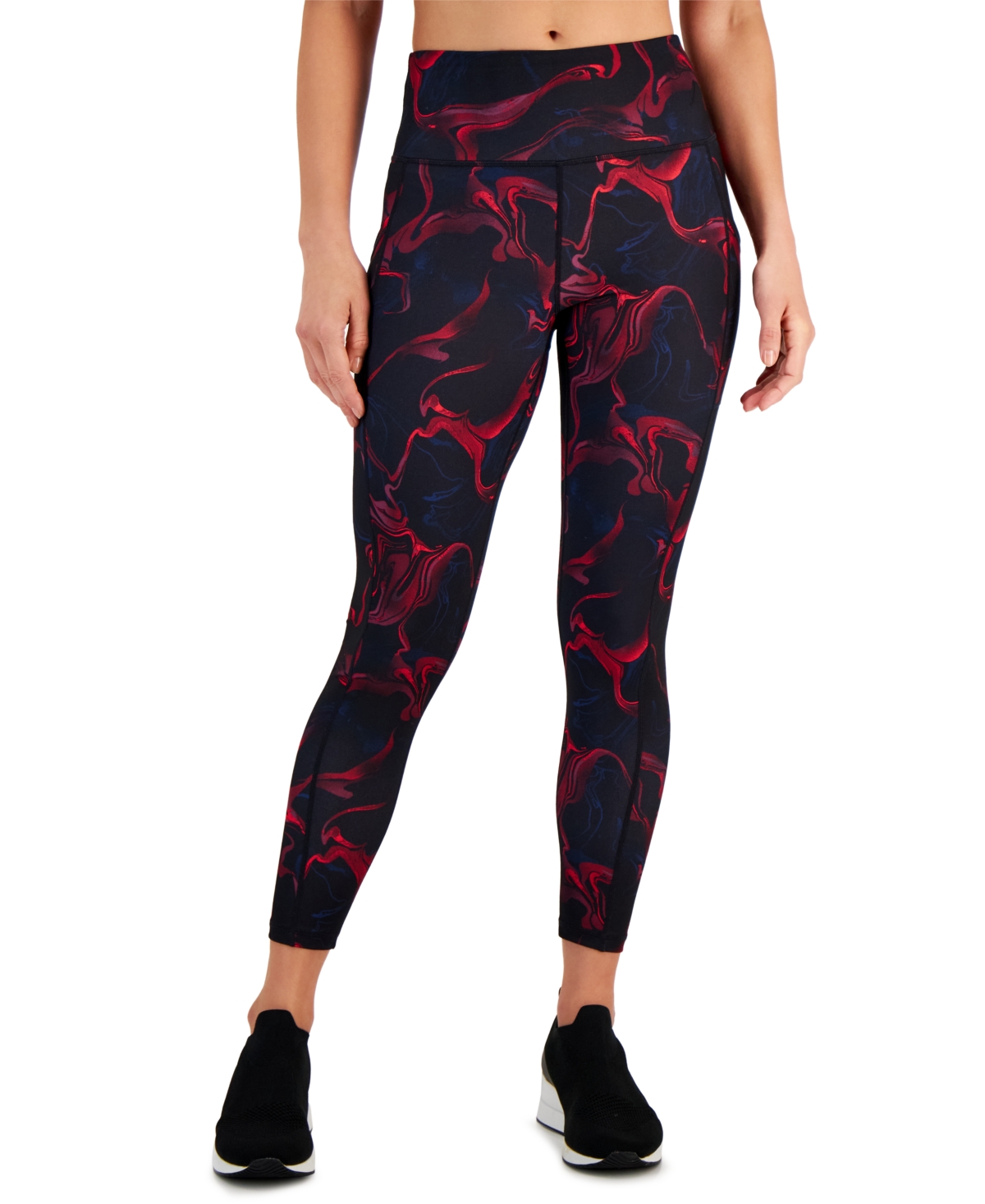 Women's Printed Compression 7/8 Leggings, Created for Macy's - Wine Marble