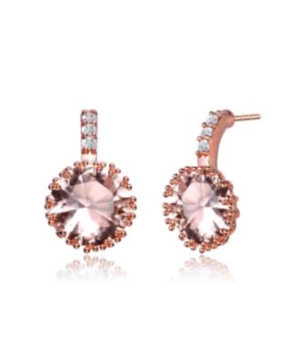 Sterling Silver Cubic Zirconia Solitaire Triple Prong Drop Earrings