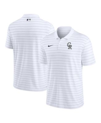 Men's White Colorado Rockies Authentic Collection Victory Striped Performance Polo Shirt