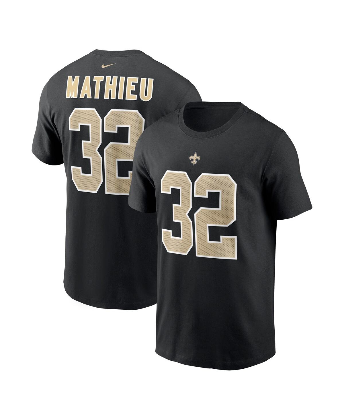 Shop Nike Men's  Tyrann Mathieu Black New Orleans Saints Player Name And Number T-shirt