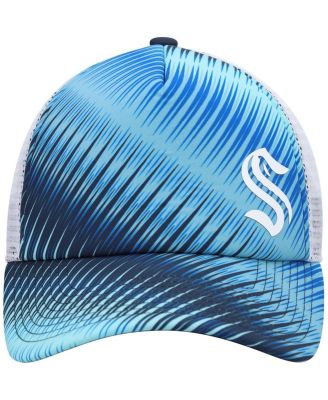 Women's Light Blue, White Seattle Kraken Graphic Foam Trucker Snapback Hat