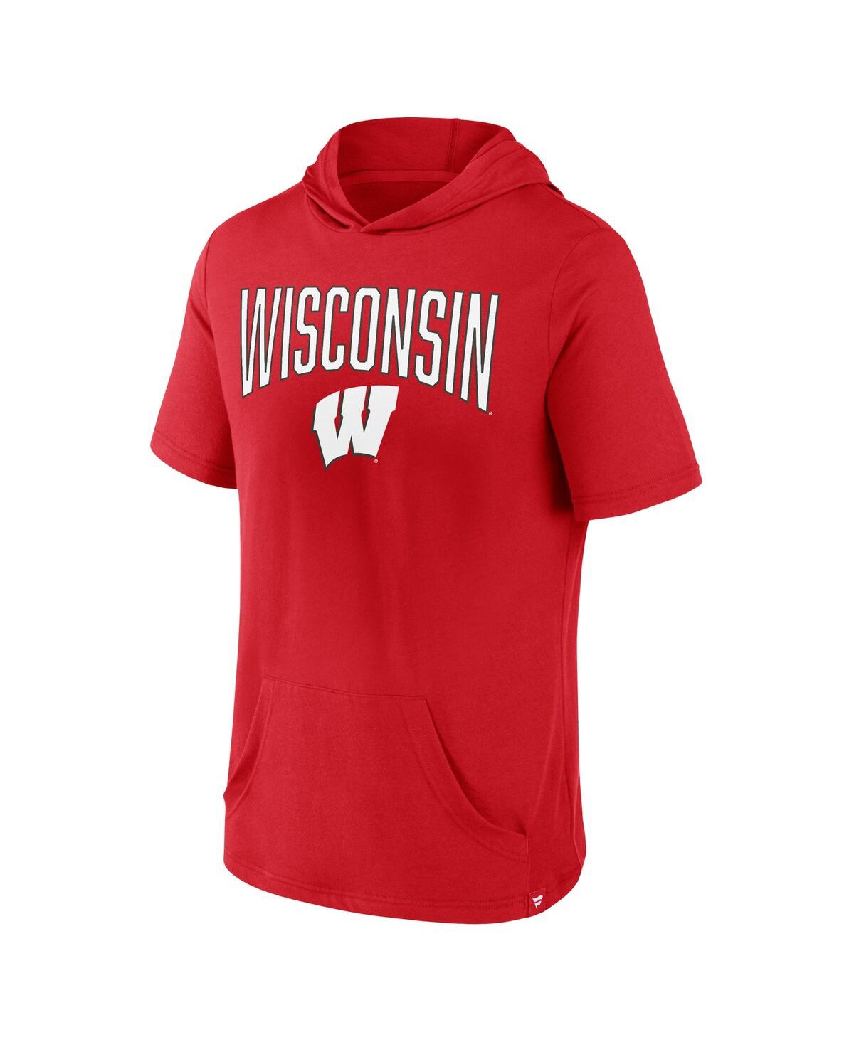 Shop Fanatics Men's  Red Wisconsin Badgers Outline Lower Arch Hoodie T-shirt