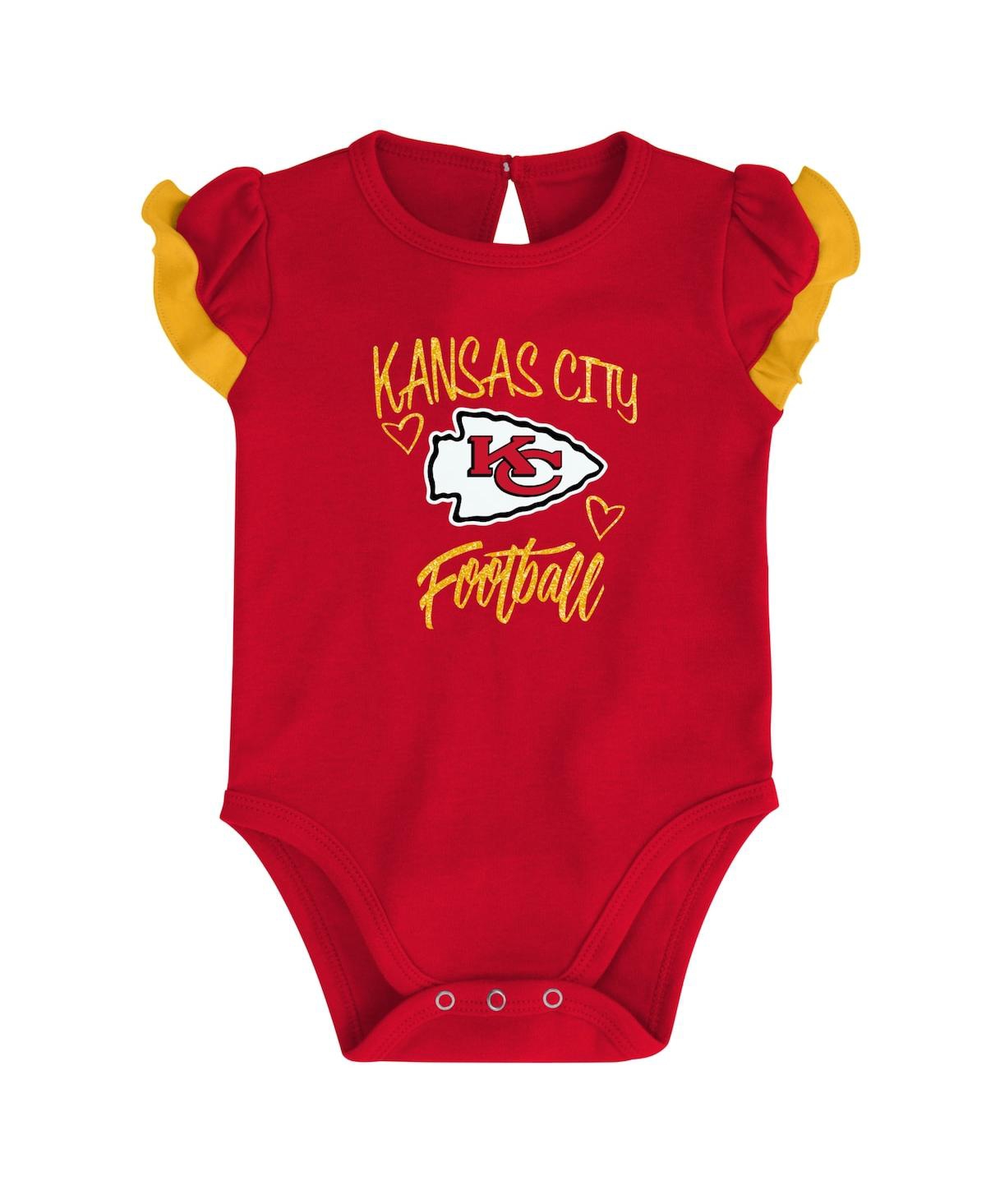 Shop Outerstuff Newborn And Infant Boys And Girls Red, Yellow Kansas City Chiefs Too Much Love Two-piece Bodysuit Se In Red,yellow
