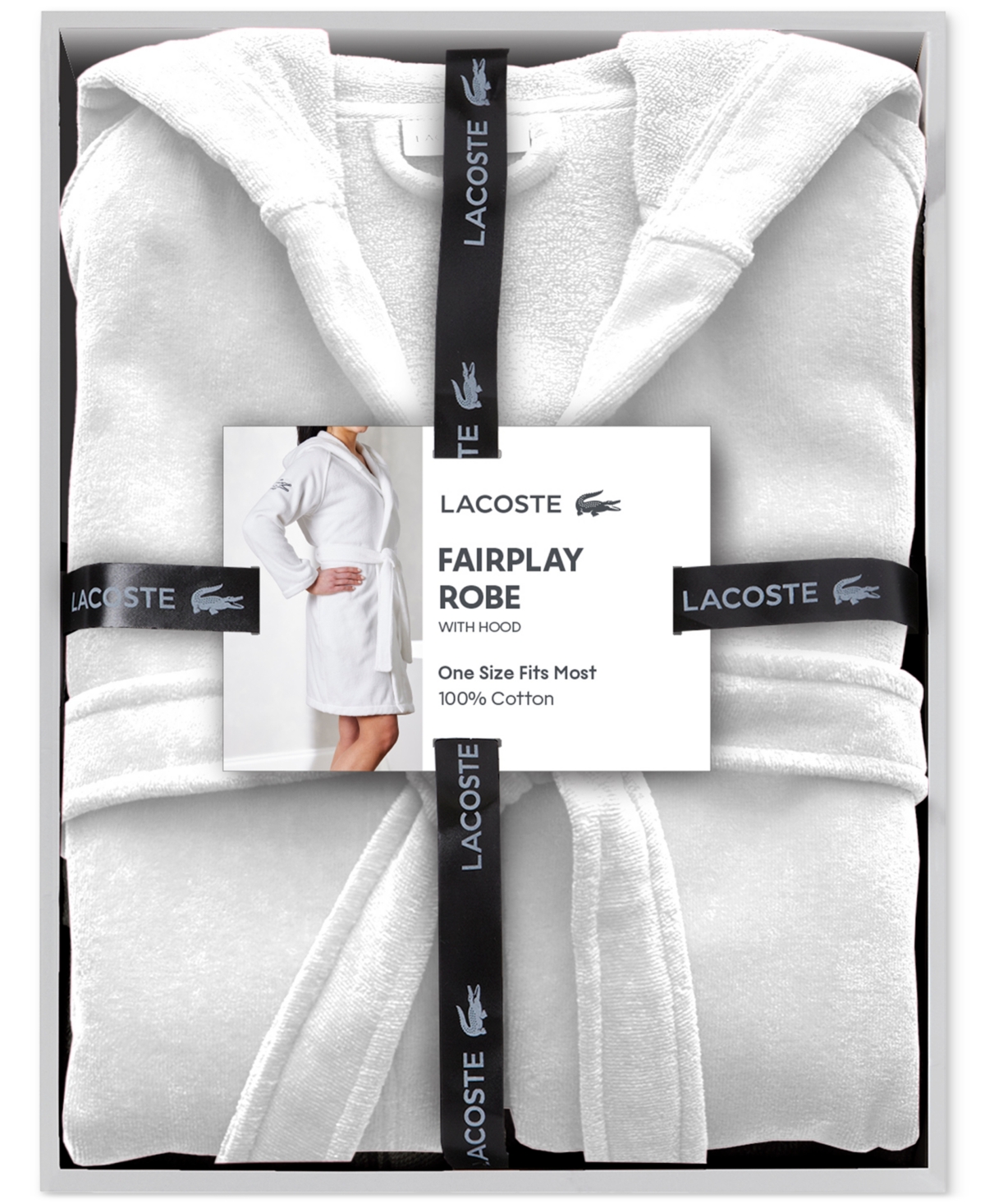 LACOSTE HOME FAIRPLAY COTTON BATH ROBE 
