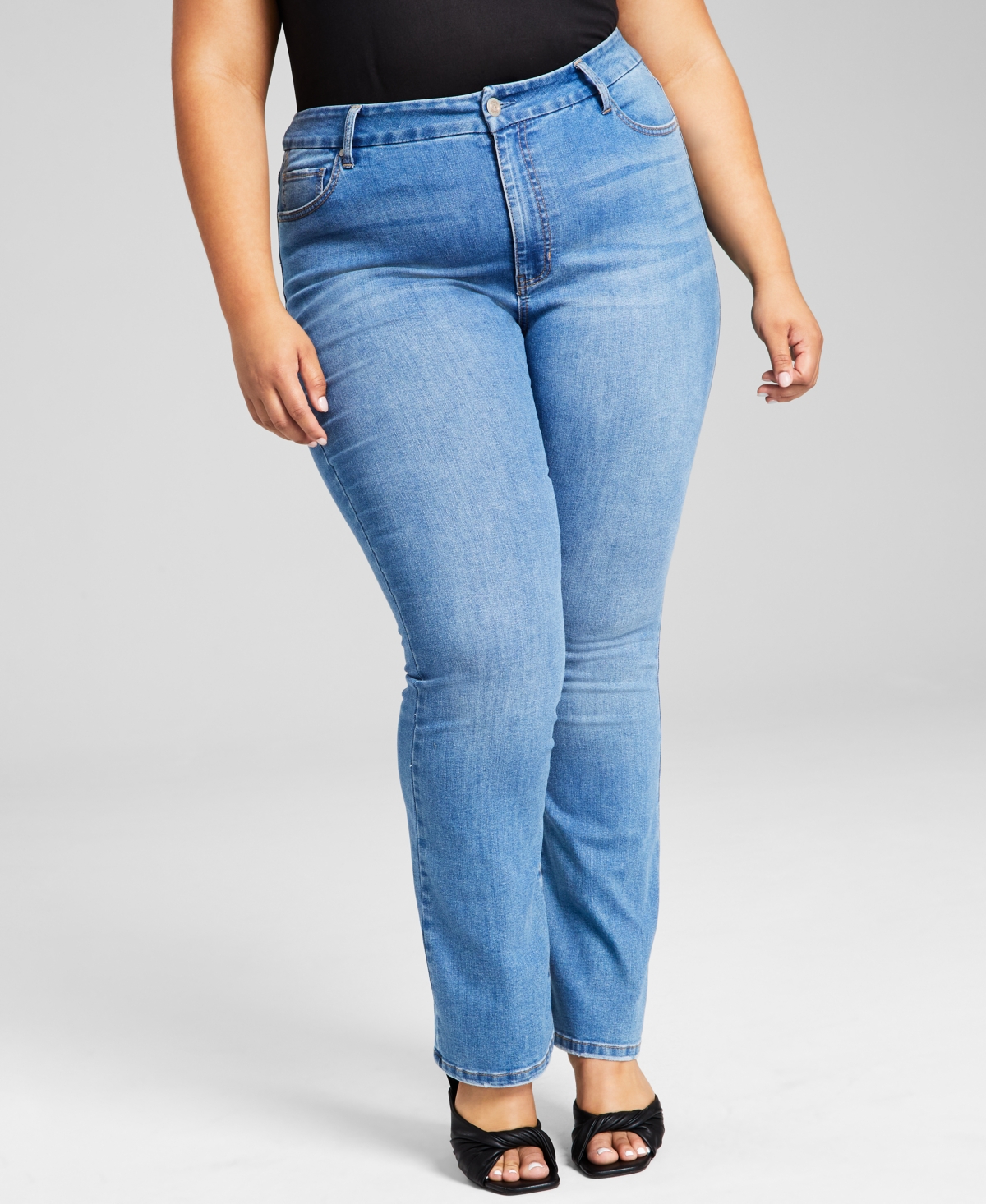 And Now This Trendy Plus Size High-rise Bootcut Jeans In Osman Med Wash