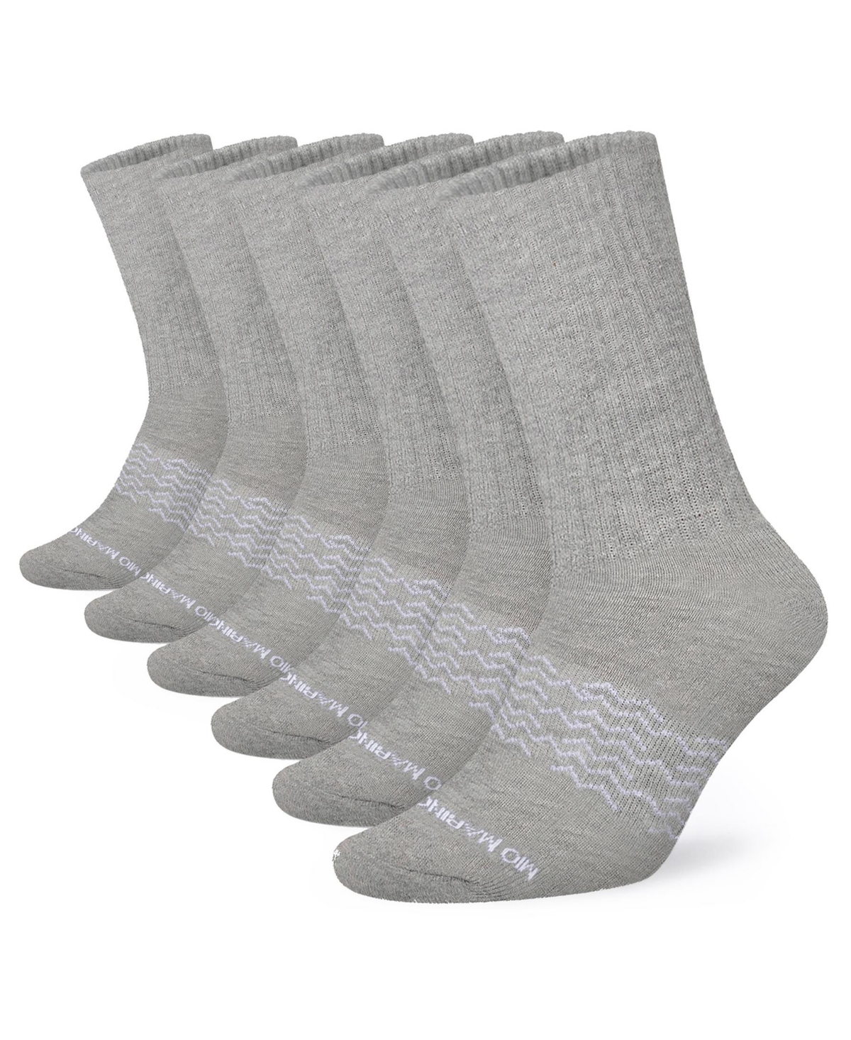 Men's Moisture Control Athletic Crew Socks 6 Pack - Gray - melange