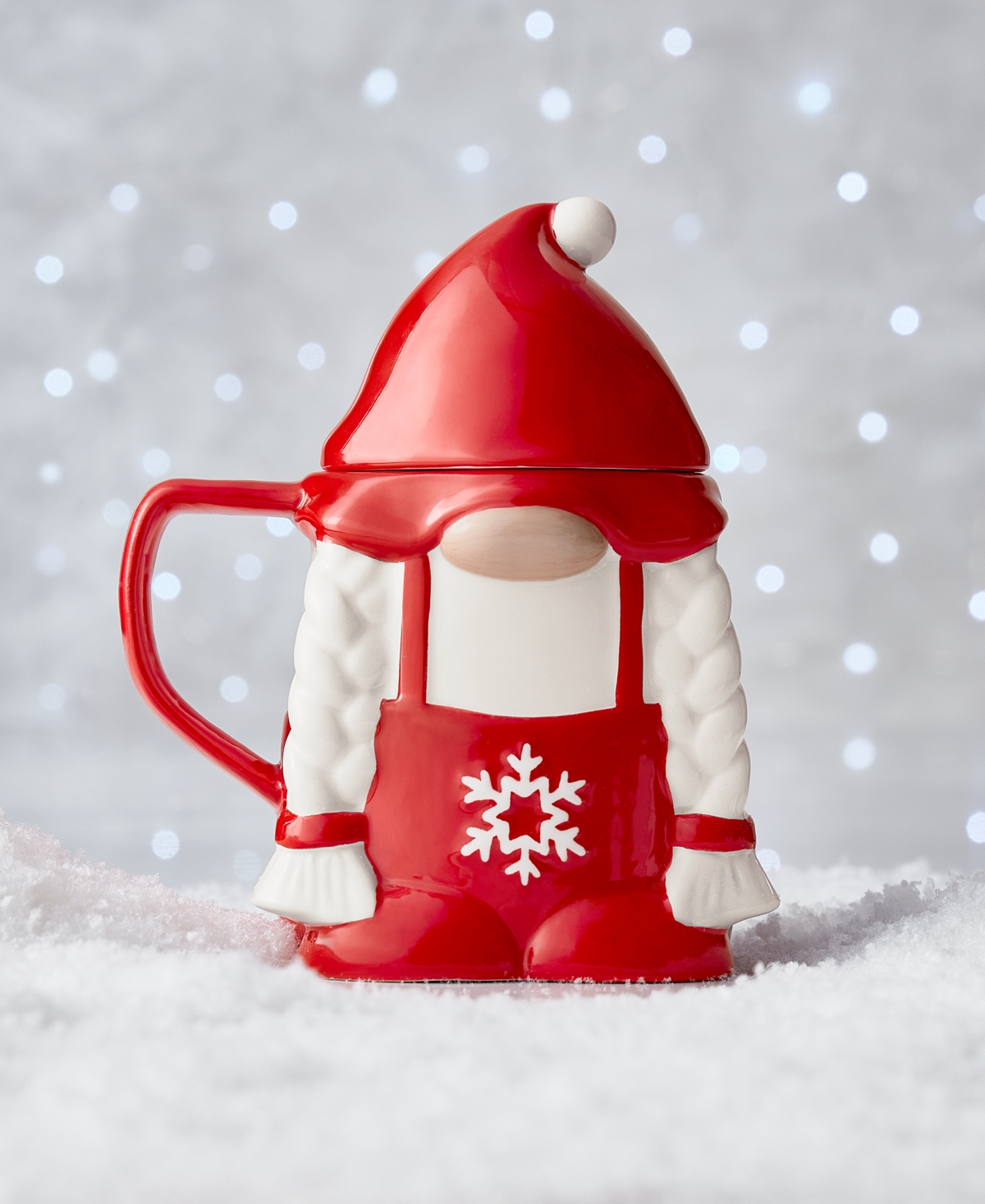 The Cellar Red Gnome Earthenware Mug With Lid, Created For Macy's In Light Tan