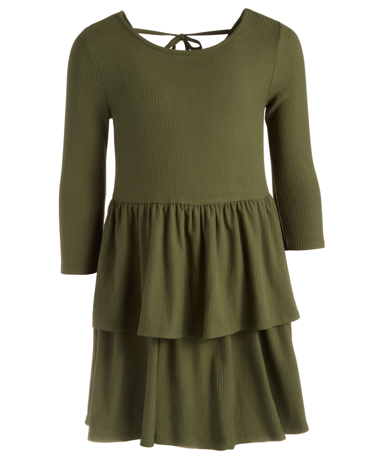 Epic Threads Big Girls Ribbed-knit Tiered Ruffled Dress, Created For Macy's In Seaweed