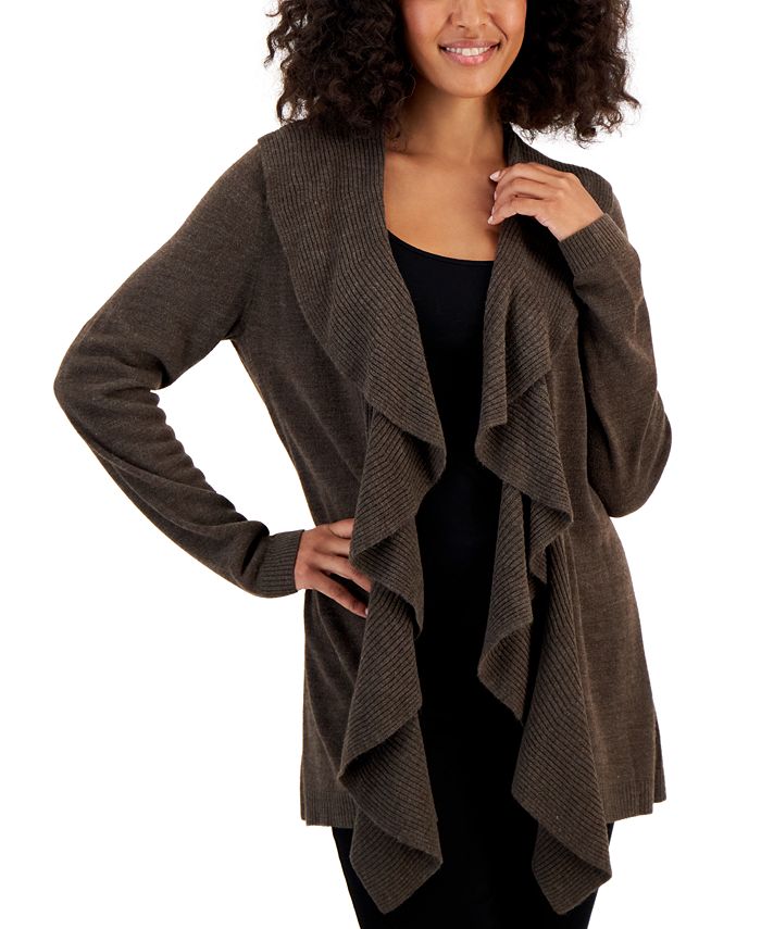 Ruffle long cardigan hot sale