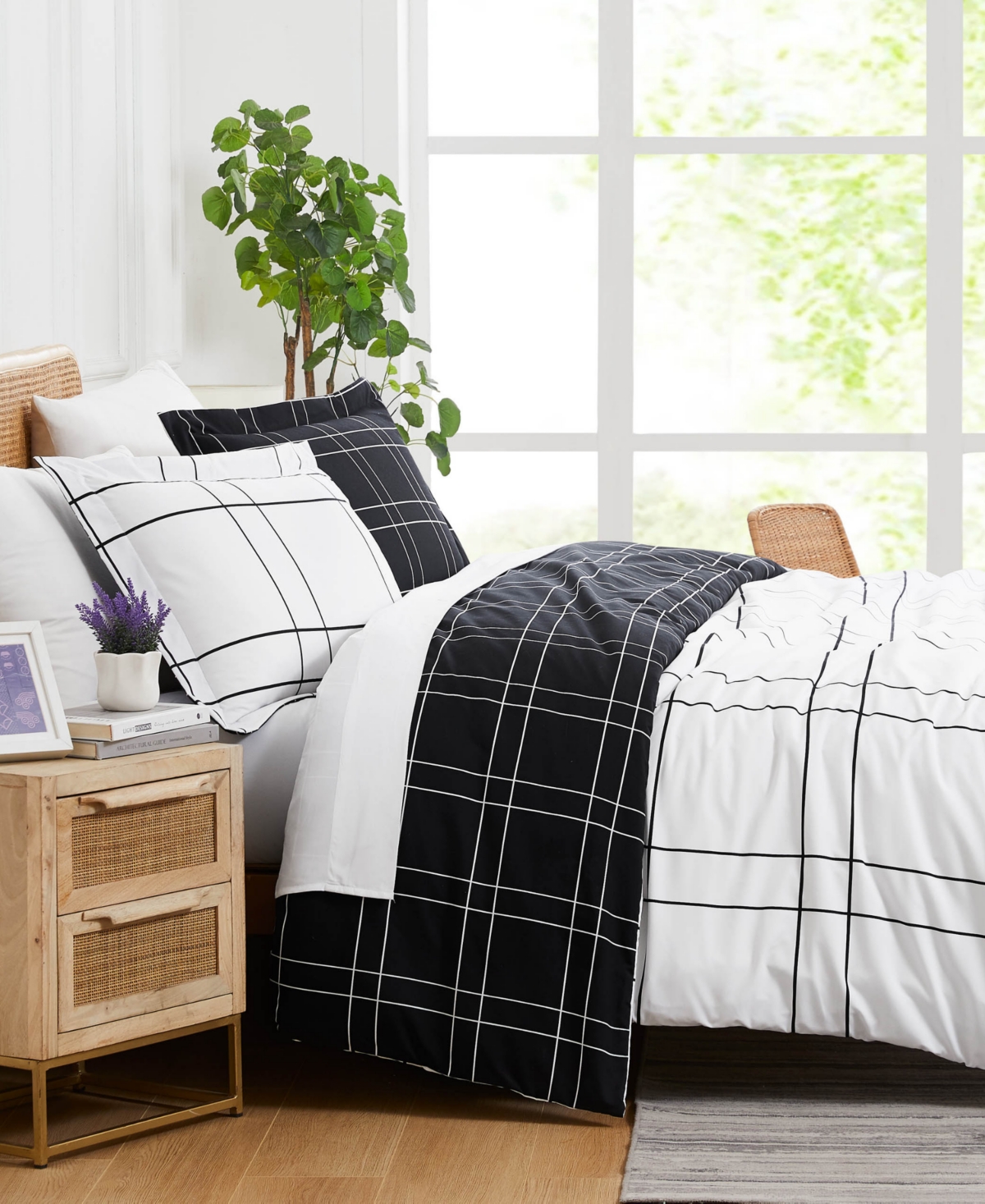 Southshore Fine Linens Urban Grid Oversized 3 Piece Comforter Set,