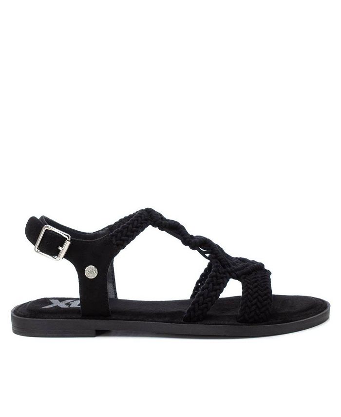 XTI Women's Braided Strap Flat Sandals By Black - Macy's
