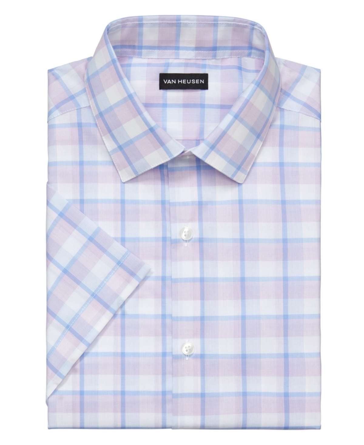 Van Heusen Men's Slim-fit Flex Collar Short-sleeve Dress Shirt In Azure Blue