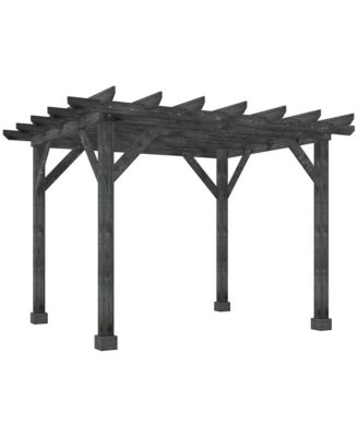 11.8' x 9.5'   Patio Pergola, Weather-Resistant Cedar Wood, Backyard Cover for Porch Party, Grape Garden, Vineyard, Ivy Vine, or Climbing Plants, Black