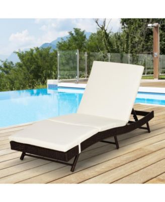 Patio Rat Lounge Chair, Cushioned, Adjustable Backrest,