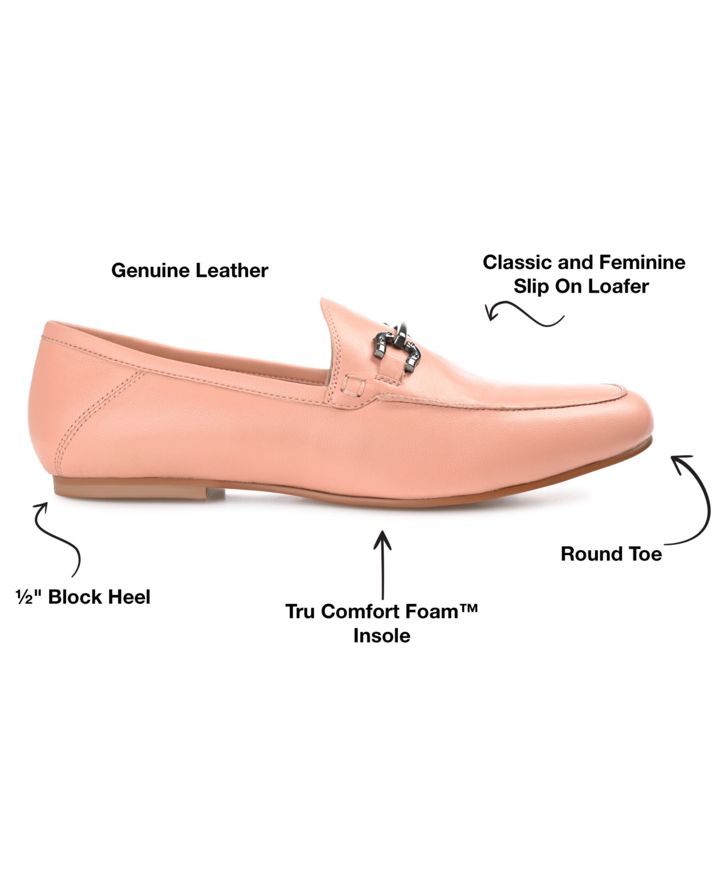 Женские туфли Journee Signature Giia Tailored Slip On, цвет: Розовый — фото 6