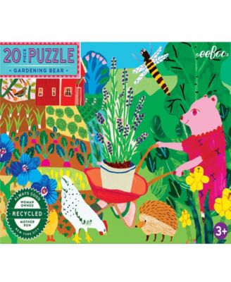 Eeboo Gardening Bear 20 Piece Jigsaw Puzzle Set, Ages 3 and up