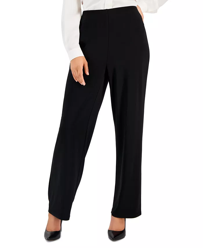 Women's Solid Interlock Twist Yarn Wide Leg Knit Pants
