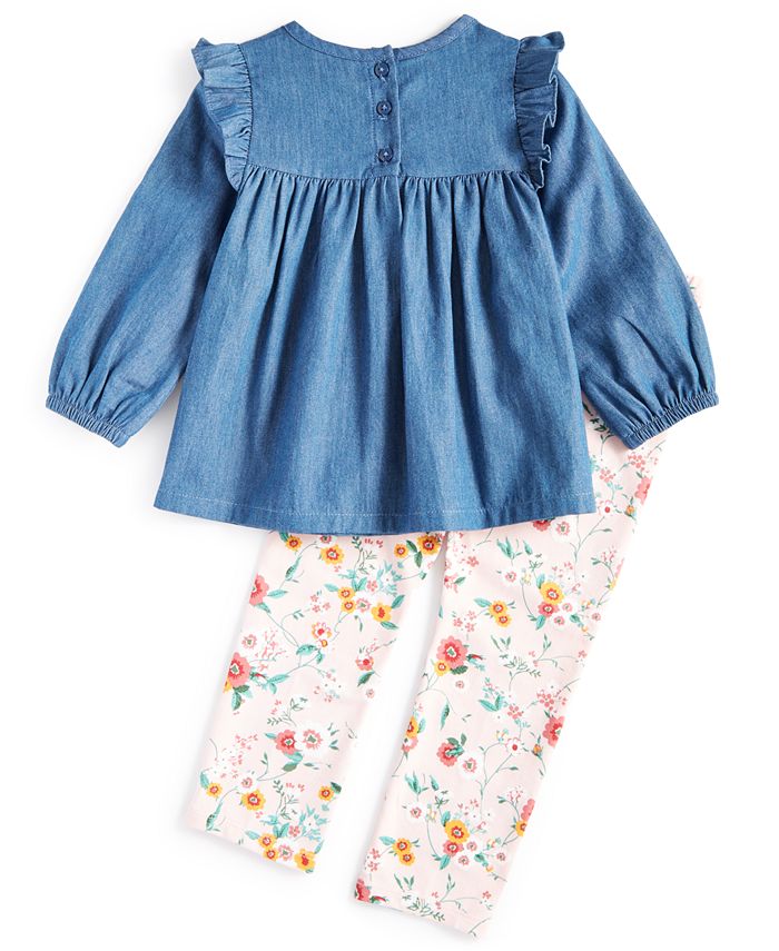 First Impressions Baby Girls Denim Top and Leggings, 2 Piece Set
