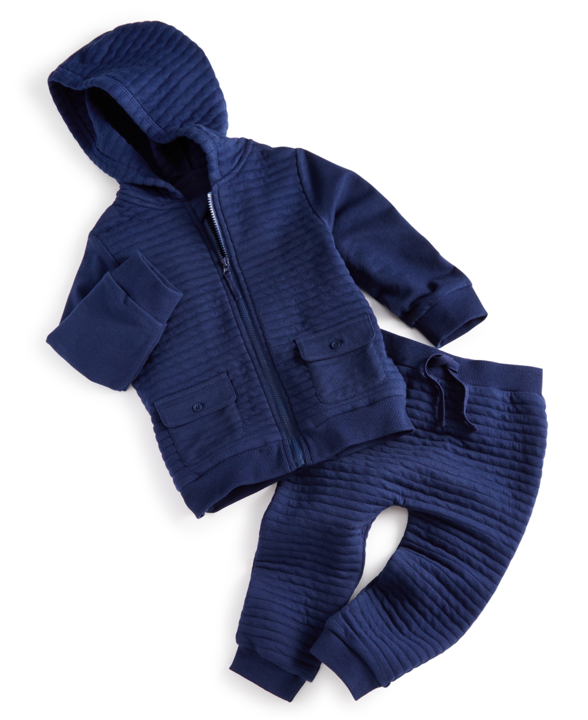 First Impressions Toddler Boys Quilted Jacket And Joggers, 2 Piece Set, Created For Macy's In Navy Sea
