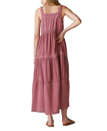 Women's Lace Trimmed Tiered Maxi Dress