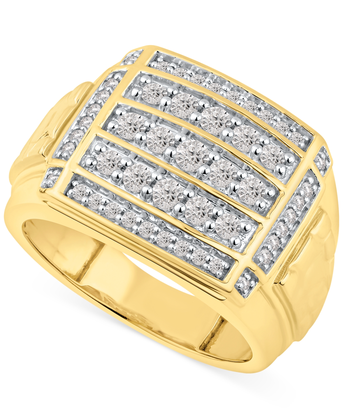 Macy's Men's Diamond Cluster Ring (1 Ct. T.w.) In 10k Gold In Yellow Gold