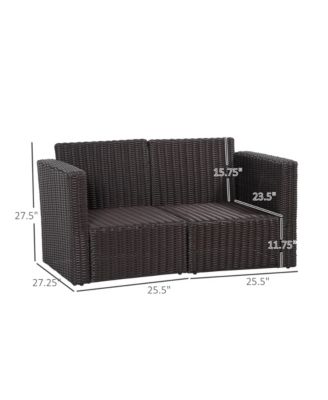 2-Piece Outdoor PE Rat Patio Corner Sofa Loveseat,