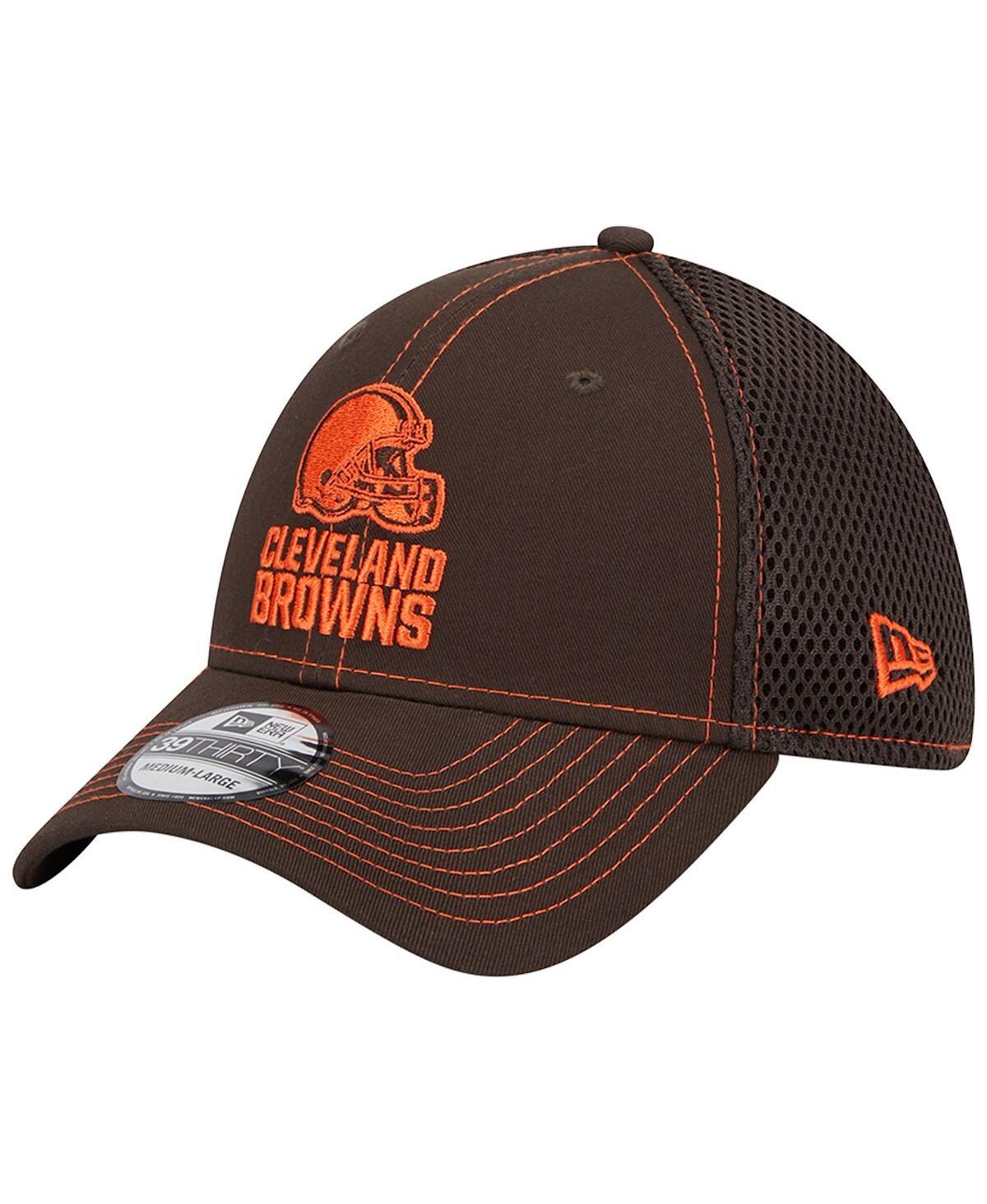 Shop New Era Men's  Brown Cleveland Browns Team Neo Pop 39thirty Flex Hat