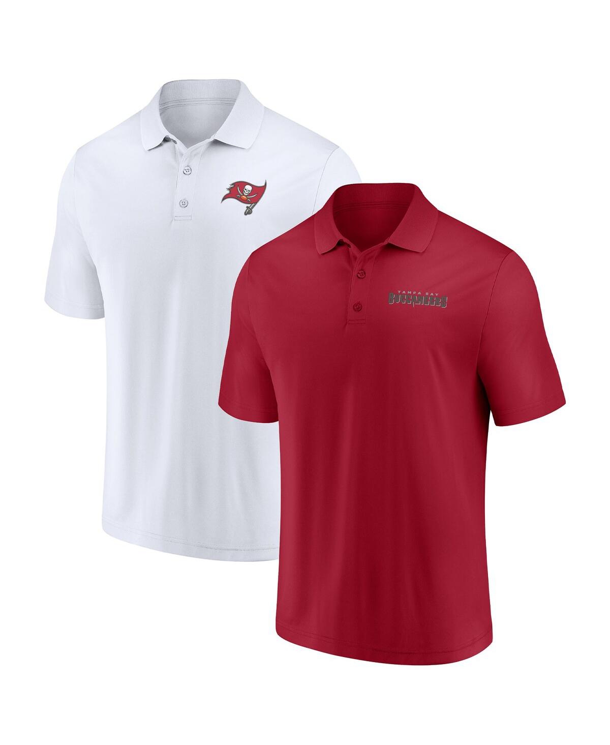 Fanatics Men's  Red And White Tampa Bay Buccaneers Big And Tall Solid Two-pack Polo Shirt Set In Red,white