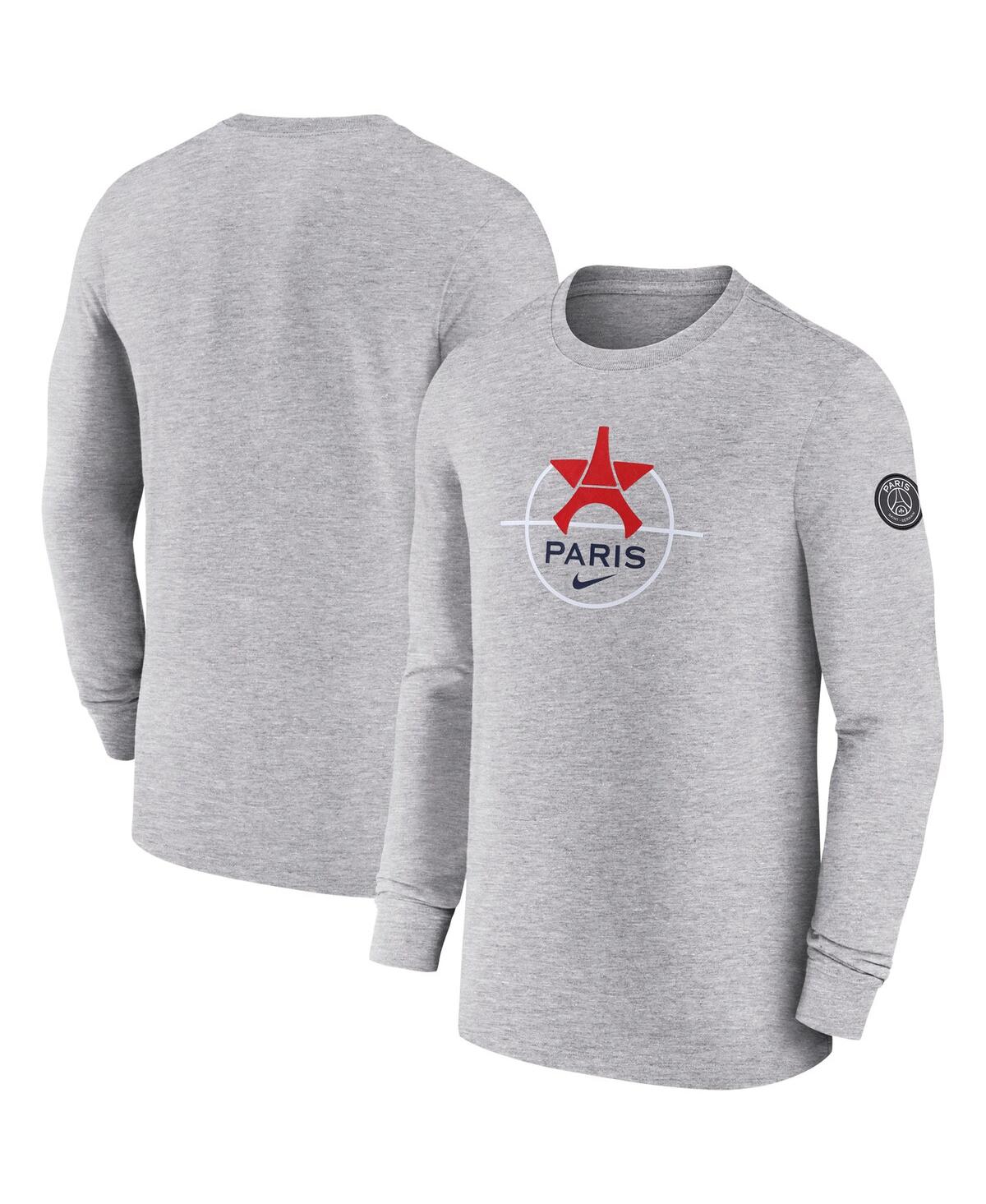 Shop Nike Men's  Heather Gray Paris Saint-germain Knockout Long Sleeve T-shirt