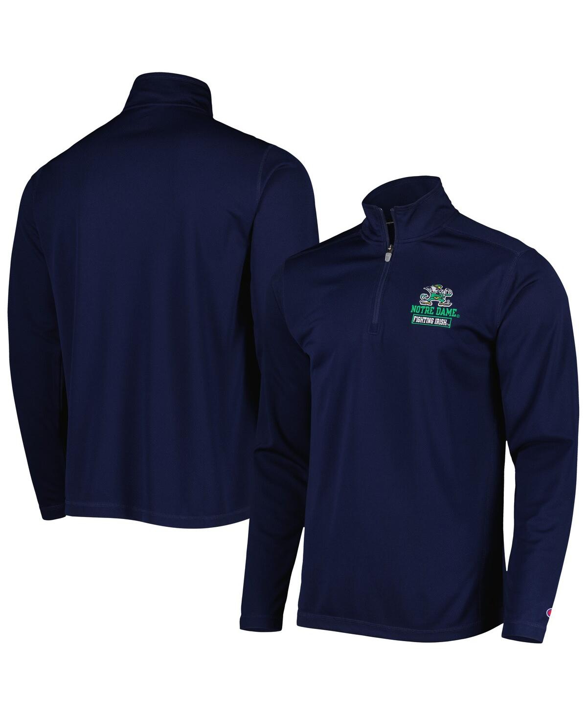 Shop Champion Men's  Navy Notre Dame Fighting Irish Textured Quarter-zip Jacket