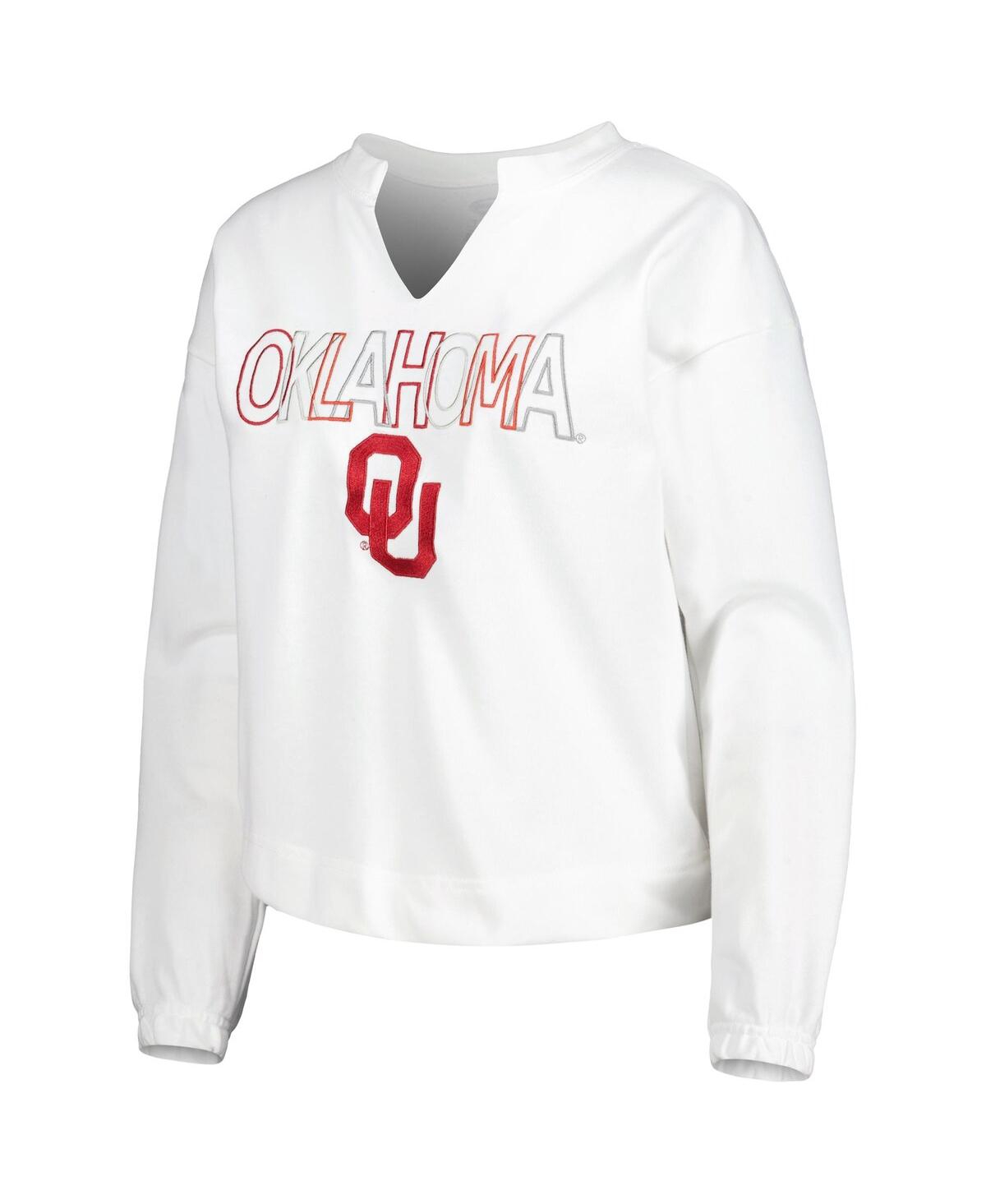 Concepts Sport Women's  White Oklahoma Sooners Sunray Notch Neck Long Sleeve T-shirt And Shorts Set In White