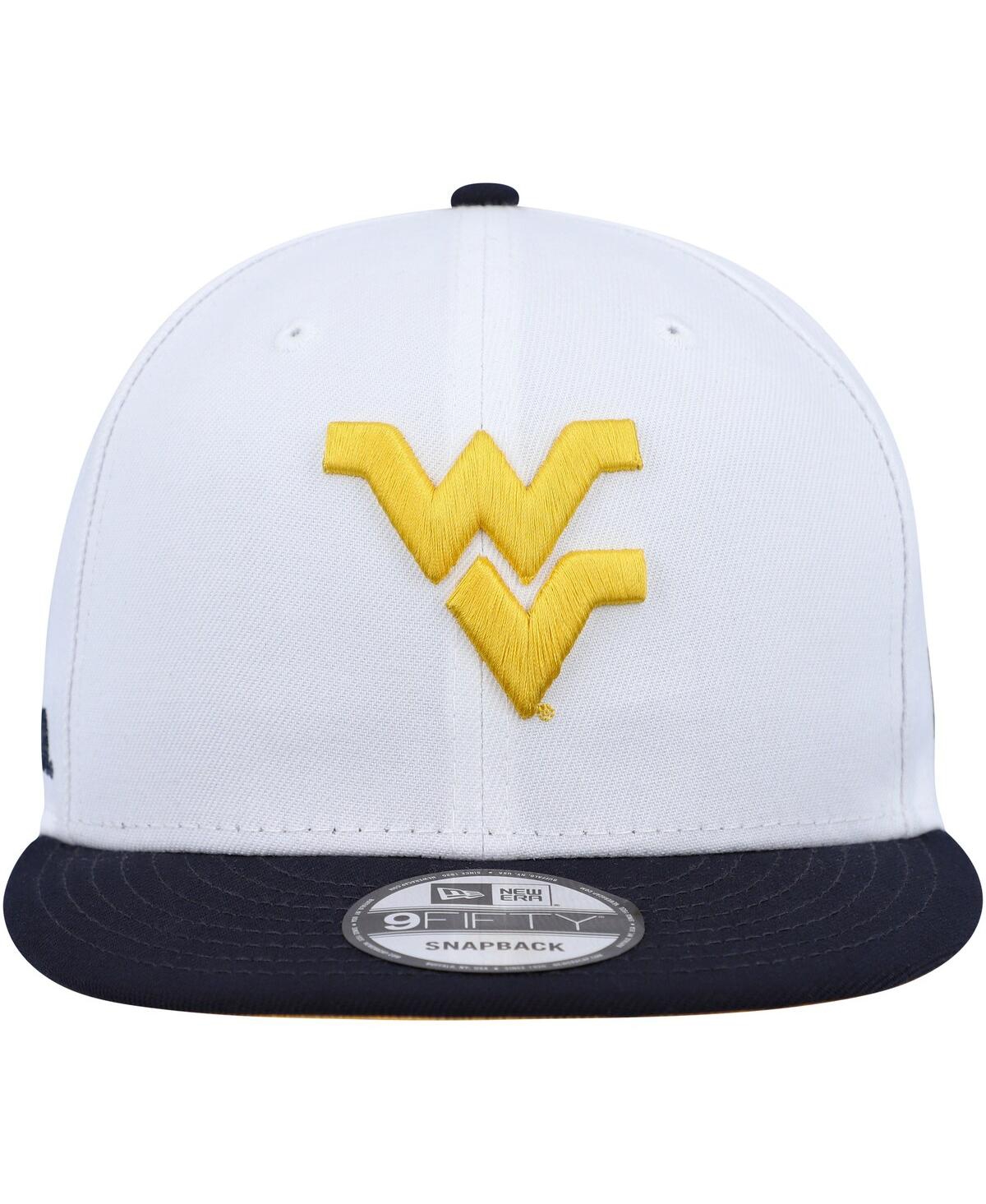 New Era Men's  White And Navy West Virginia Mountaineers Two-tone Mascot 9fifty Snapback Hat In White,navy