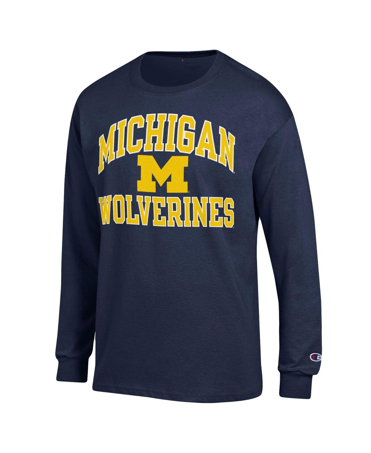 Men's ChampionMichigan Wolverines High Motor Long Sleeve T-shirt - Navy