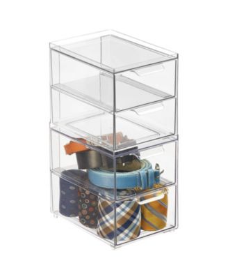 mDesign Stackable Plastic Storage Closet Bin Boxes with Pull-Out ...