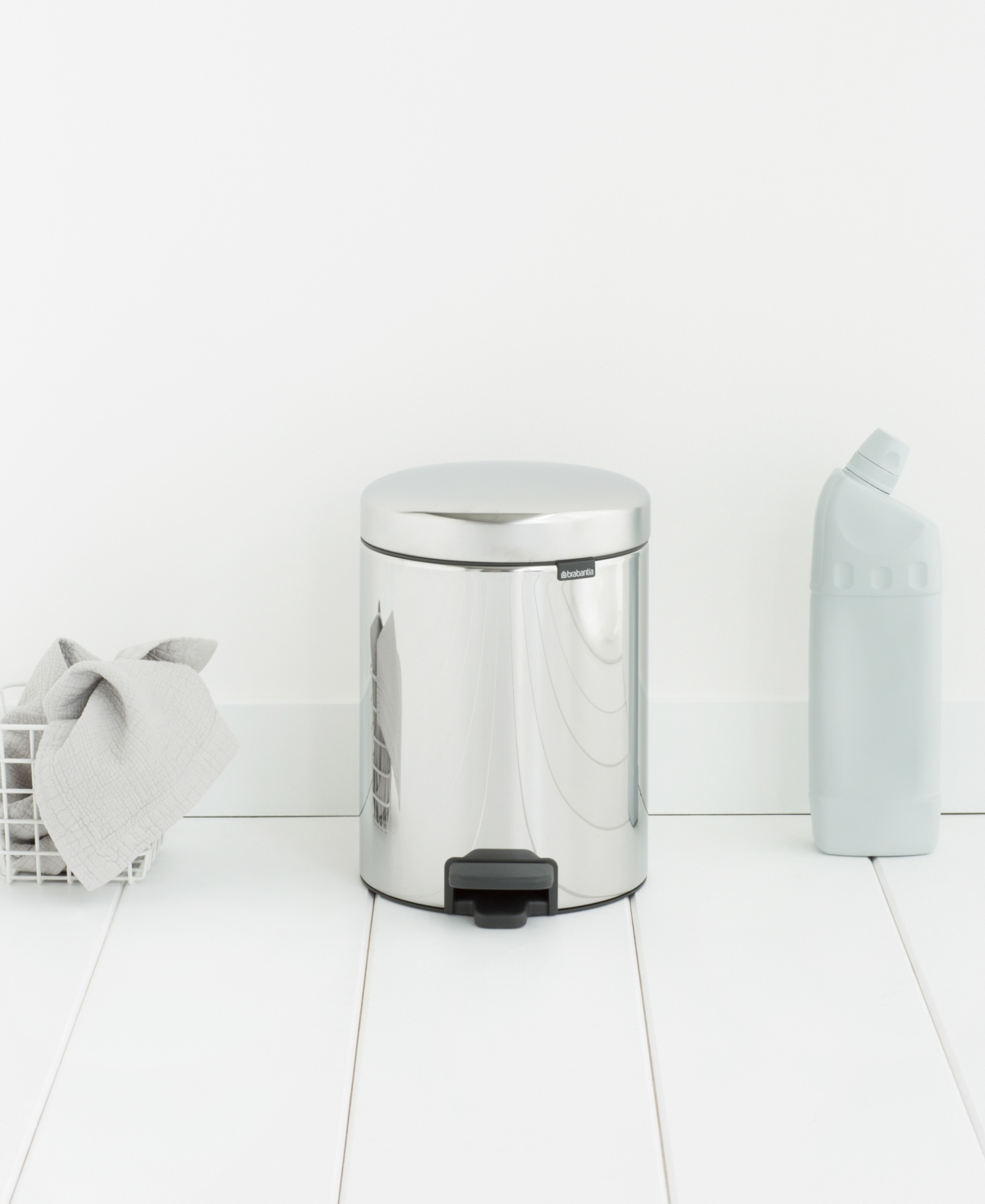 Shop Brabantia New Icon Step On Trash Can, 1.3 Gallon, 5 Liter In Brilliant Steel