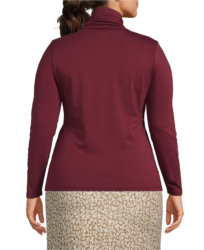 Lands' End Plus Size Lightweight Fitted Long Sleeve Turtleneck Tee Macy's