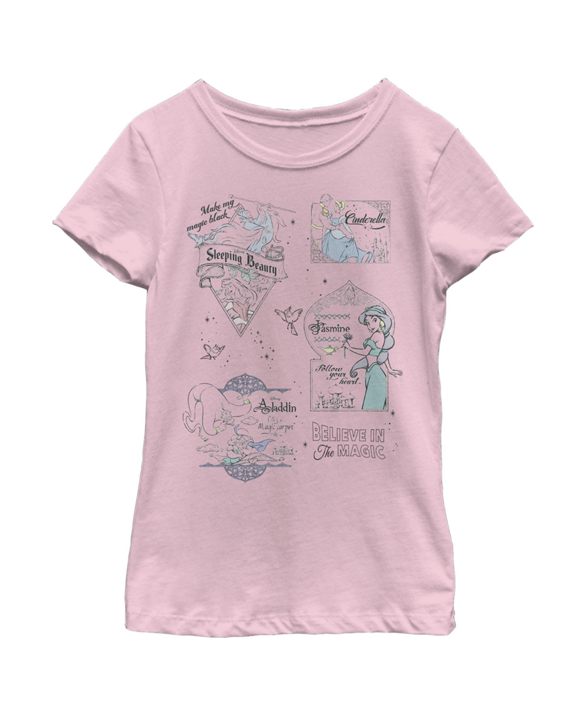 Disney Girl's  Believe In The Magic Child T-shirt In Light Pink