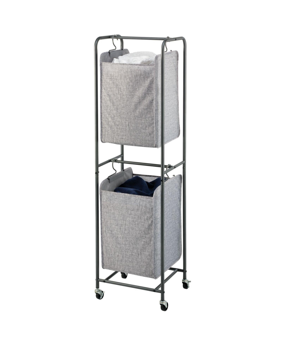 Vertical Portable Laundry Hamper Basket - Metal Frame - Graphite gray/gray