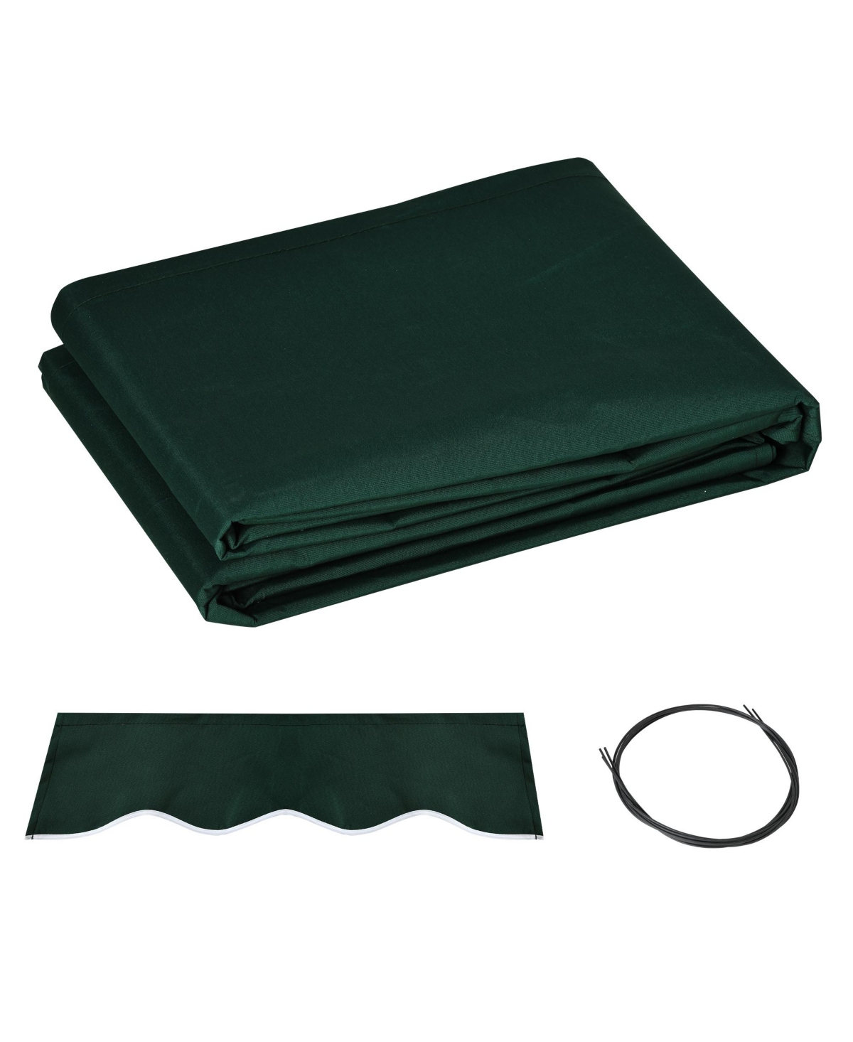 12.5' x 7.9' Retractable Awning Fabric Replacement Outdoor Sunshade Canopy Awning Cover, Uv Protection, Dark Green - Dark green
