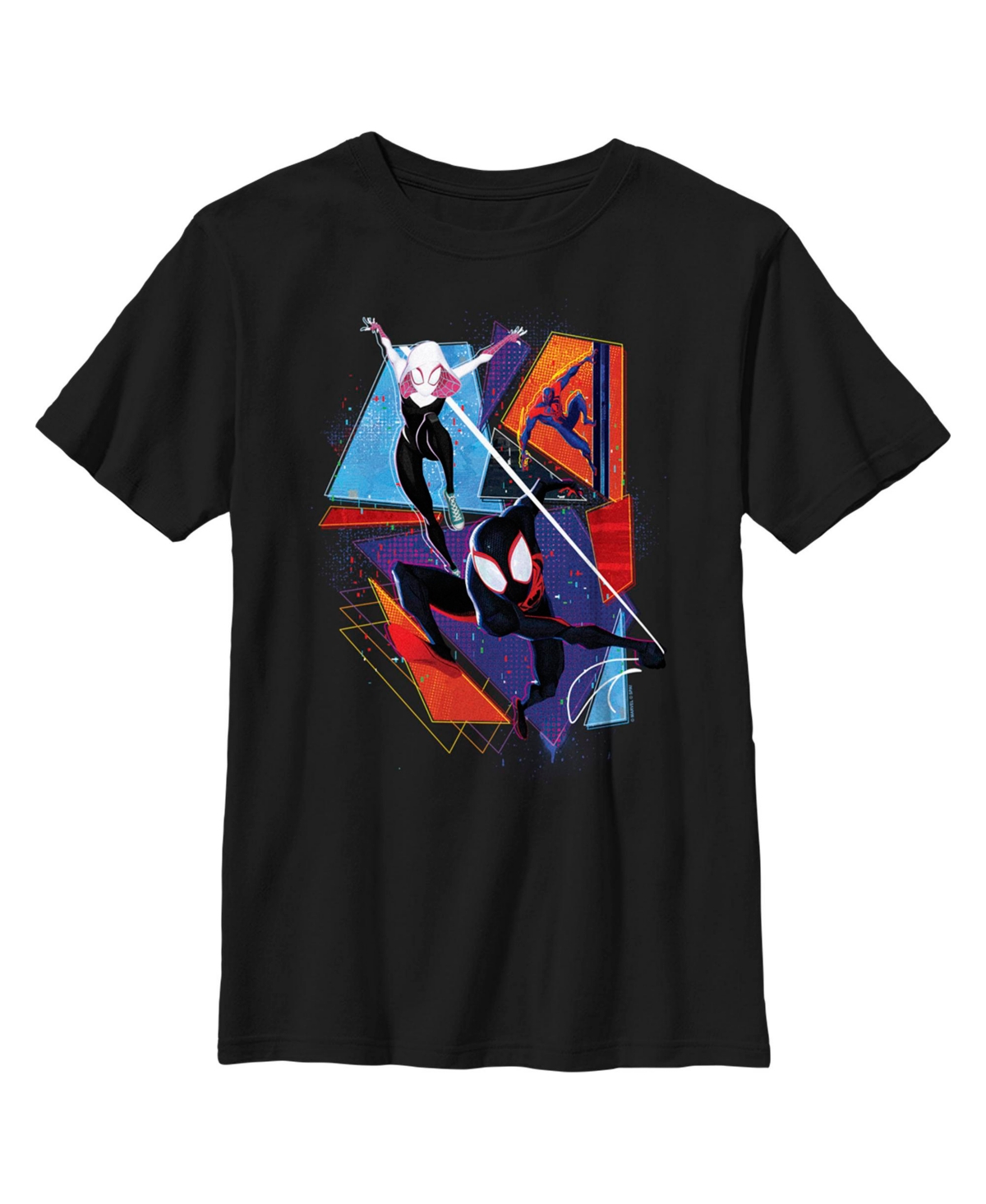Boy's Marvel Spider-Man: Across the Spider-Verse Group Colorful Poster Child T-Shirt - Black