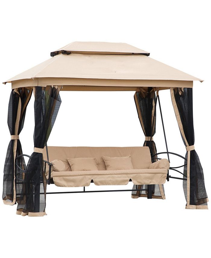 Outsunny outdoor patio 3 seat hotsell steel canopy cushioned bench swing