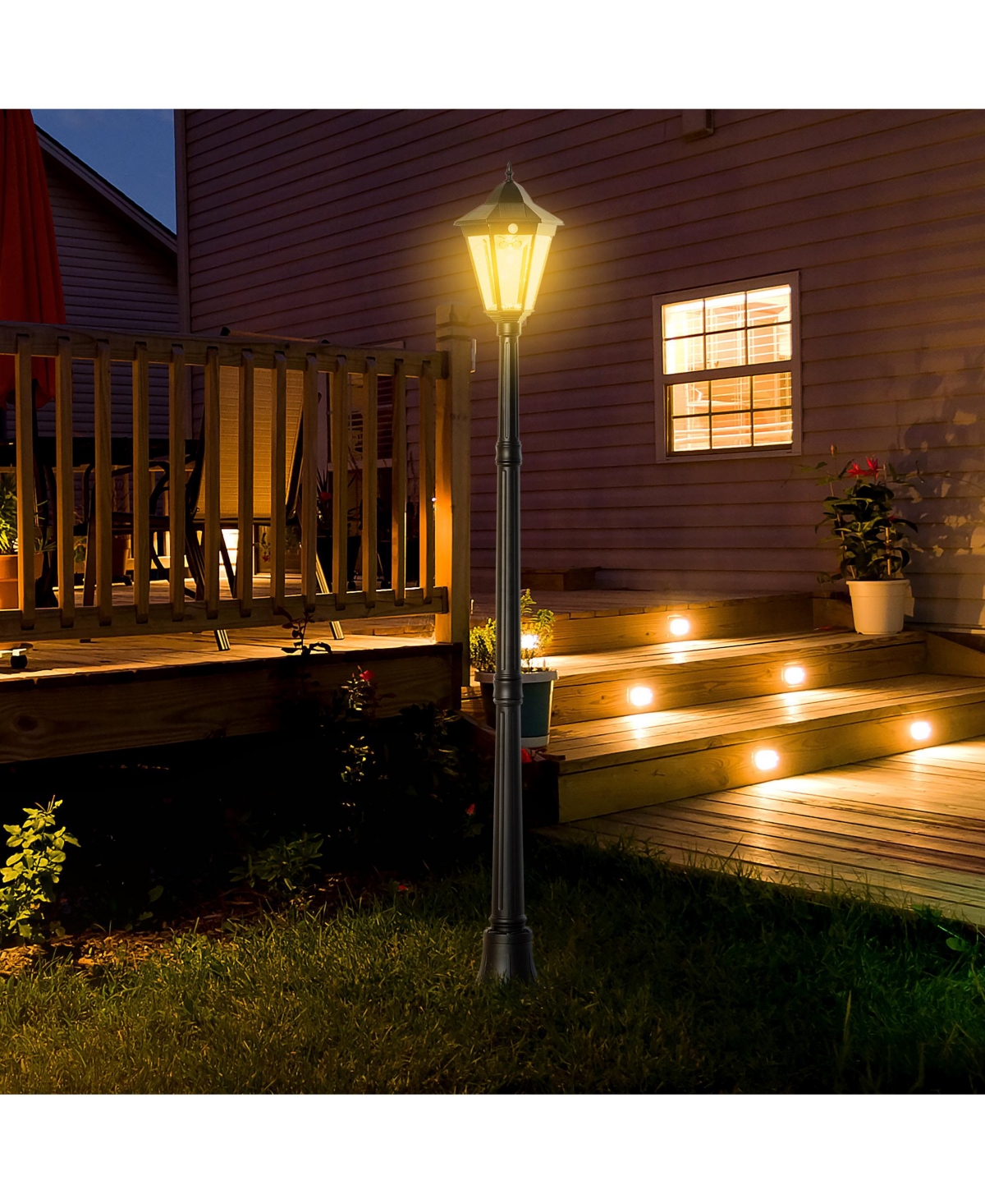 Outsunny 77" Outdoor Solar Light Post, Motion Activated Lamp