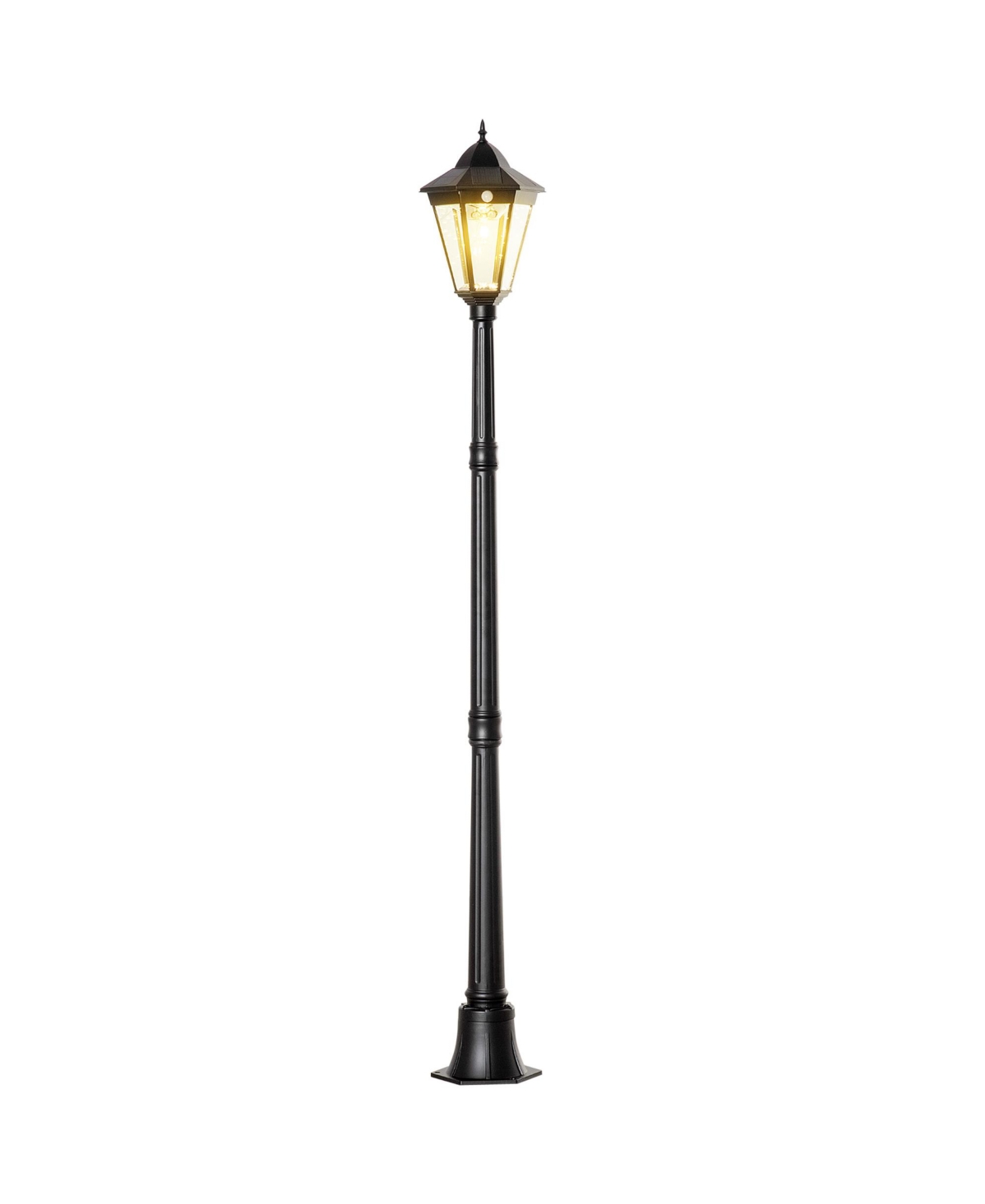 78.75" Solar Lamp Post Light, Waterproof Aluminum Outdoor Vintage Street Lamp, Motion Activated Sensor Pir, Adjustable Brightness, for Garden