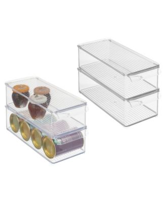 mDesign Plastic Kitchen Food Storage Bin with Handle, Lid, 4 Pack - Macy's
