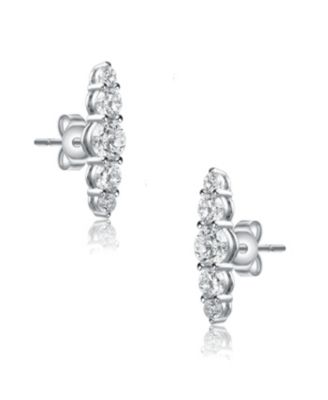 Sterling Silver Cubic Zirconia 5-Stone Linear Journey Earrings