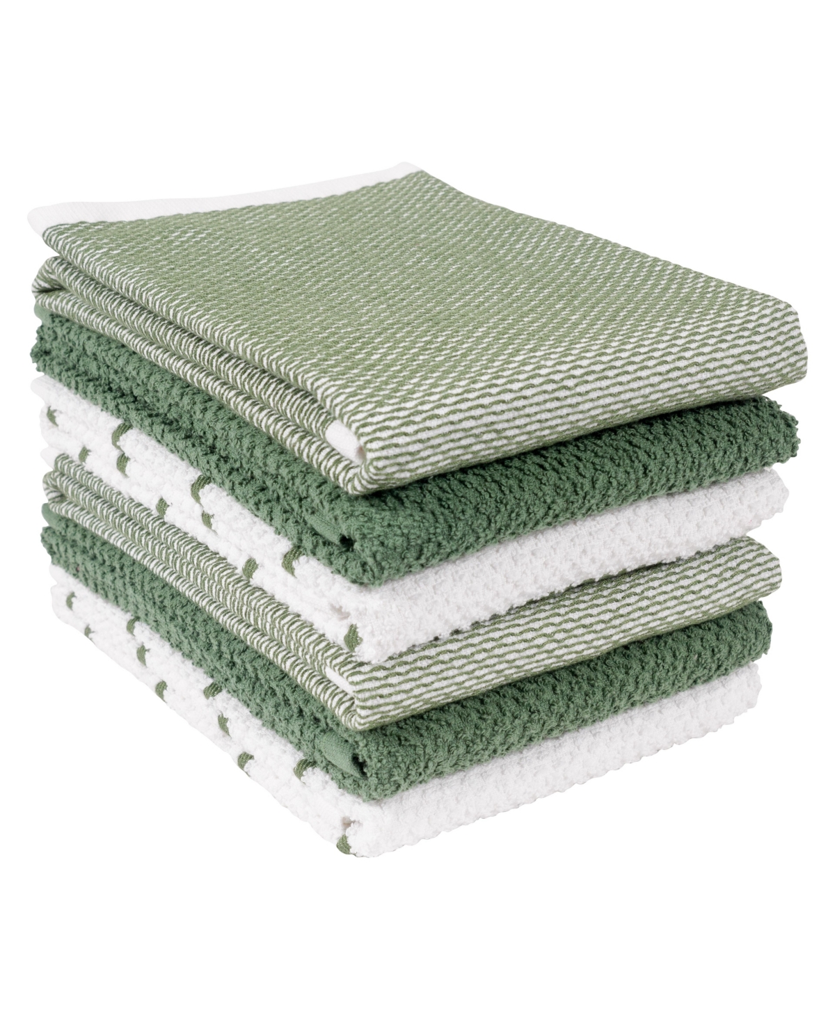 Ayesha Curry Cotton 6 Piece Mixed Utility Kitchen Dish Towel, 18" x 28" - Green