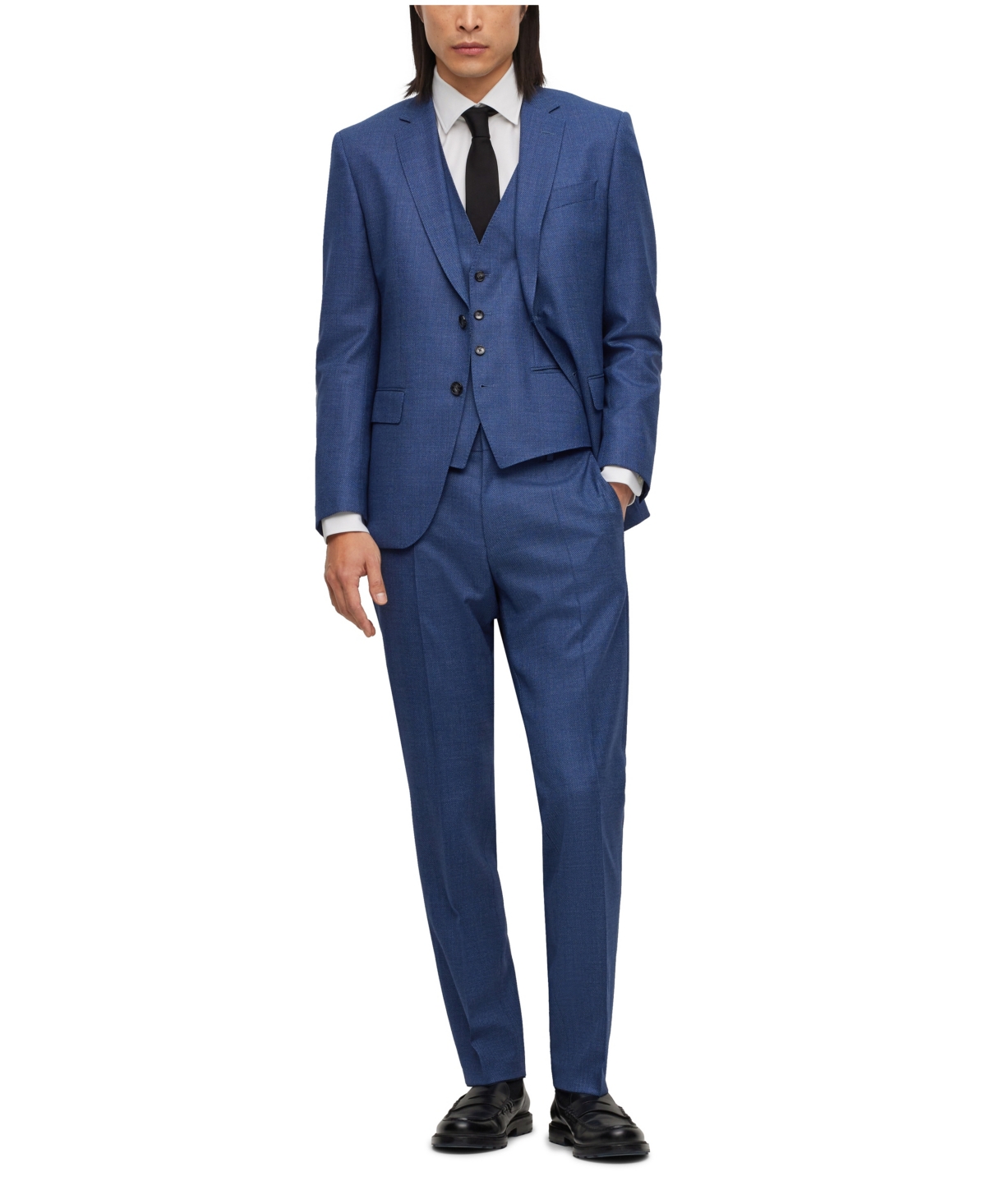 Shop Hugo Boss Boss By  Men's Three-piece Slim-fit Suit In Bright Blue