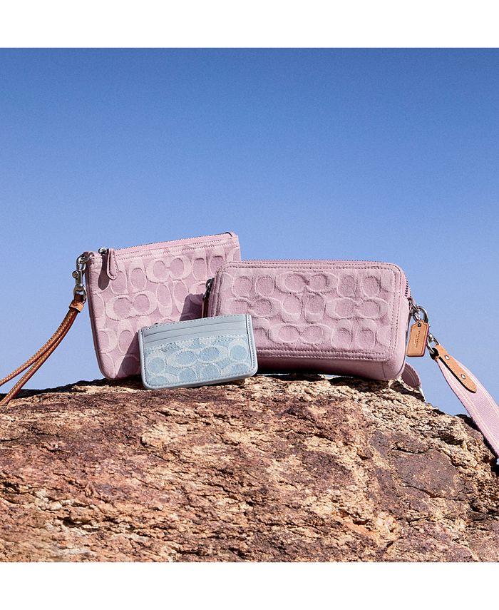 COACH Washed Denim Signature Zip Card Case Macy's